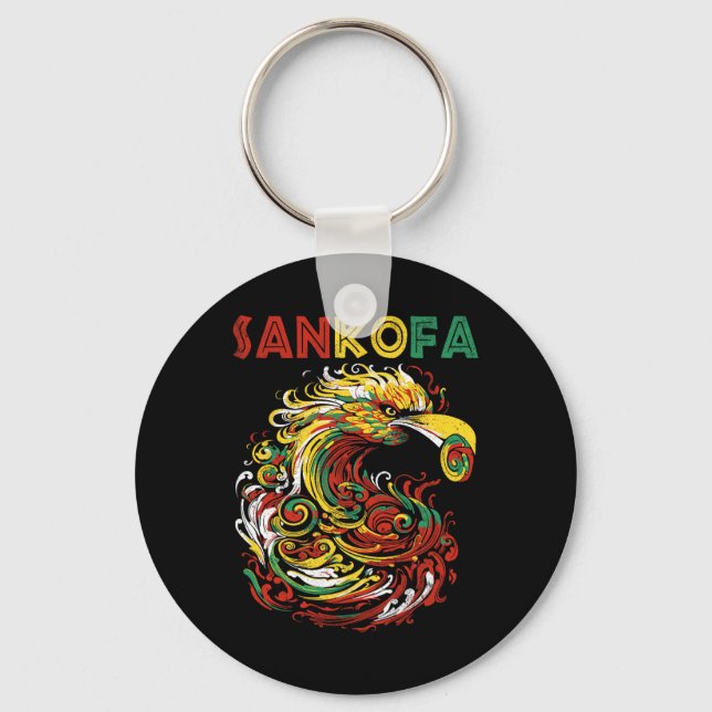 Sankofa Juneteelfte Ghana Sankofa Symbol Adinkra Nyckelring (Framsida)