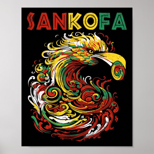Sankofa Juneteelfte Ghana Sankofa Symbol Adinkra Poster (Framsidan)