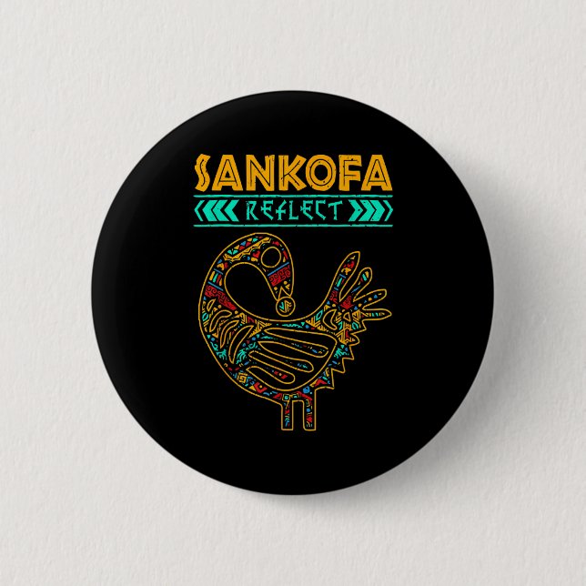 Sankofa svart historia afro afrikansk stolthet män knapp (Framsida)
