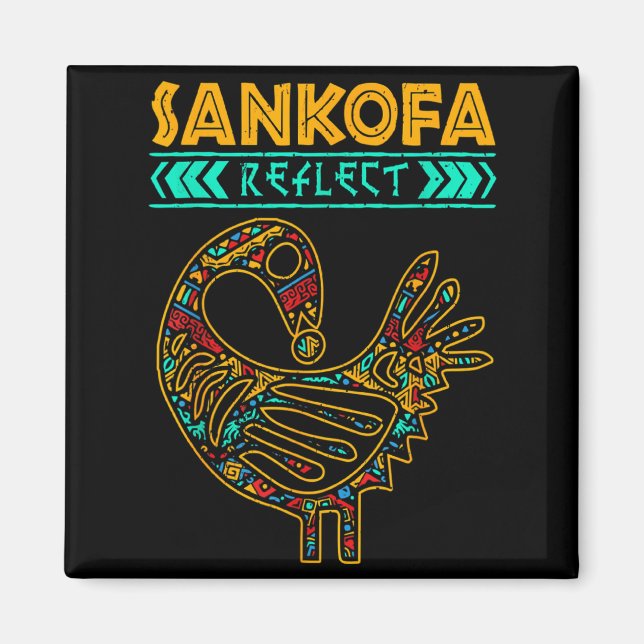 Sankofa Svart Historia Afro Afrikansk Stolthet Män Magnet (Framsidan)