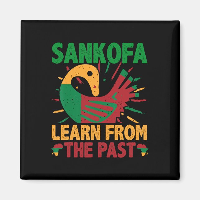 Sankofa-symbol och Adinkra Ghana för svarta histor Magnet (Framsidan)