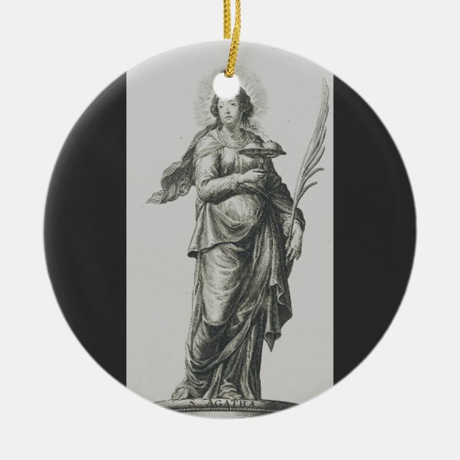 Sankt Agata från Sicilien Vulkanisk Nåde Konst Julgransprydnad Keramik (Framsidan)