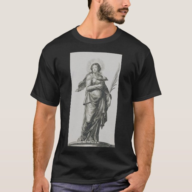 Sankt Agata från Sicilien Vulkanisk Nåde Konst T Shirt (Framsida)