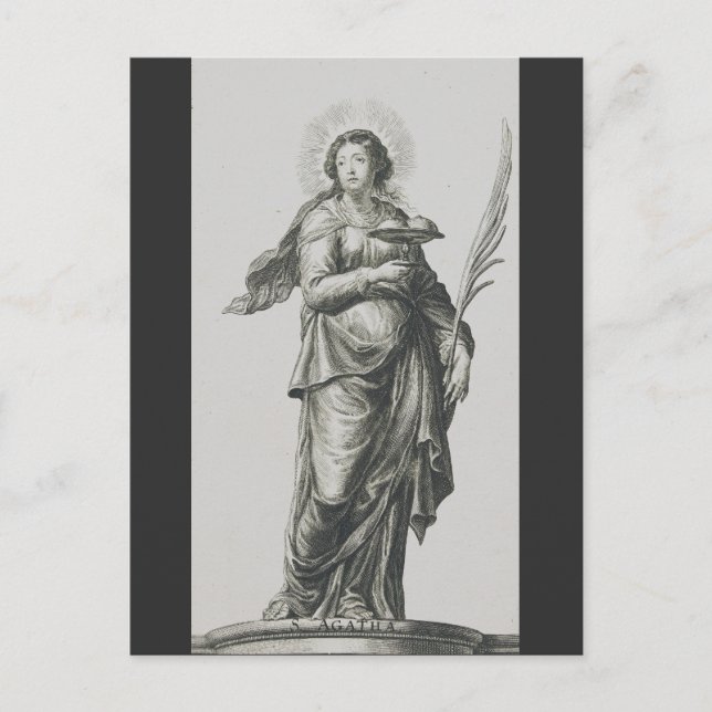 Sankt Agata från Sicilien Vulkanisk Nåde Konst Vykort (Framsida)