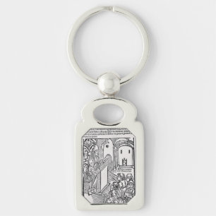 Sankt Albert den store Universelle Läkare Konst Rektangulärt Silverfärgad Nyckelring