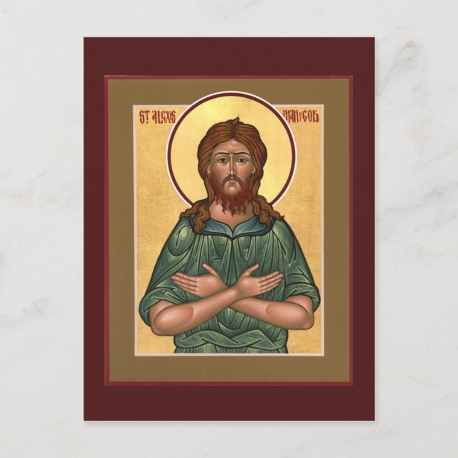 Sankt Alexis Man of God Prayer Card Vykort (Framsida)