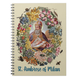 Sankt Ambrosius av Milano med blommor, bin och bik Anteckningsbok