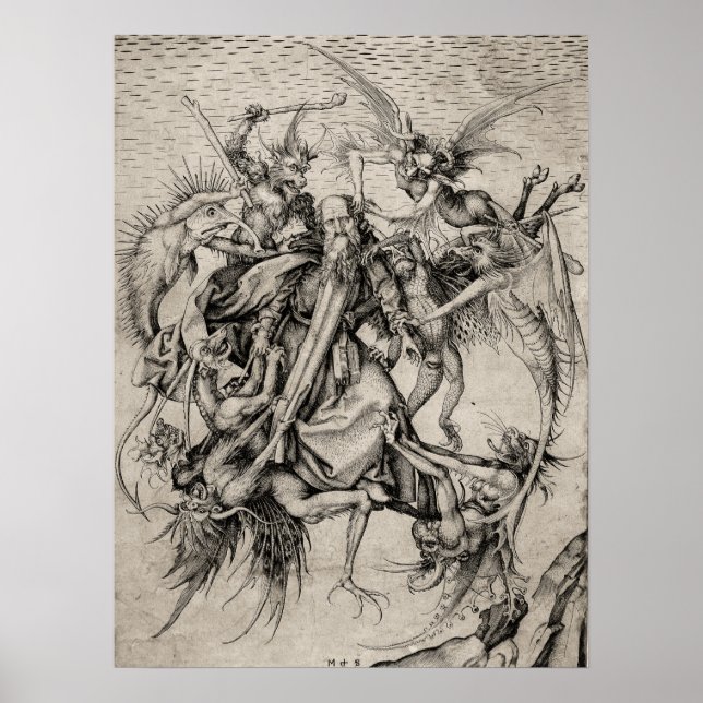 Sankt Anthonys frestelse av Martin Schongauer Poster (Framsidan)