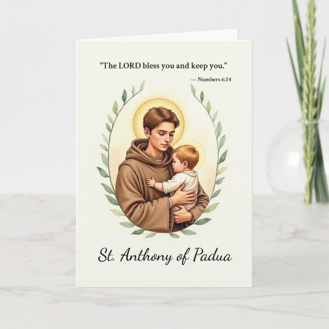 Sankt Antonius av Padua Guds Fred Välgångar Kort (Framsida)