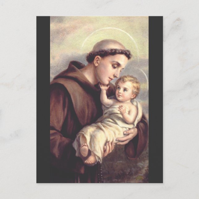 Sankt Antonius av Padua katolskt präst Vykort (Framsida)