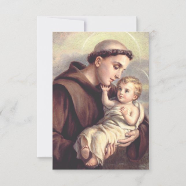 Sankt Antonius av Padua med Jesus Heliga Kortet Tack Kort (Framsida)