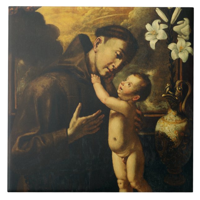 Sankt Antonius av Padua med Jesusbarnet Kakelplatta (Framsidan)