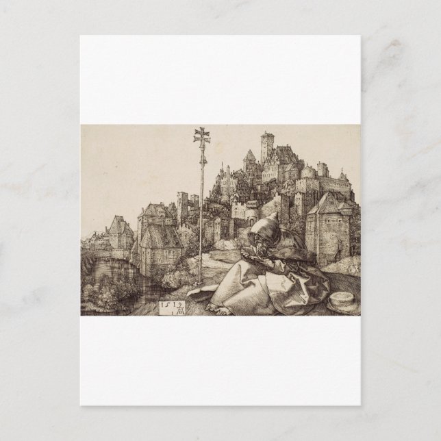 Sankt Antonius läser av Albrecht Dürer Vykort (Framsida)