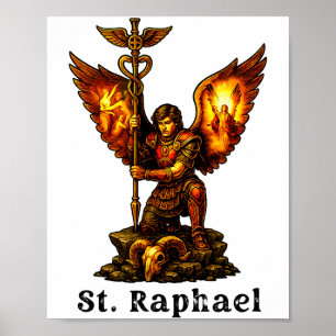 Sankt Ärkeängel Rafael kristen konst tro Poster