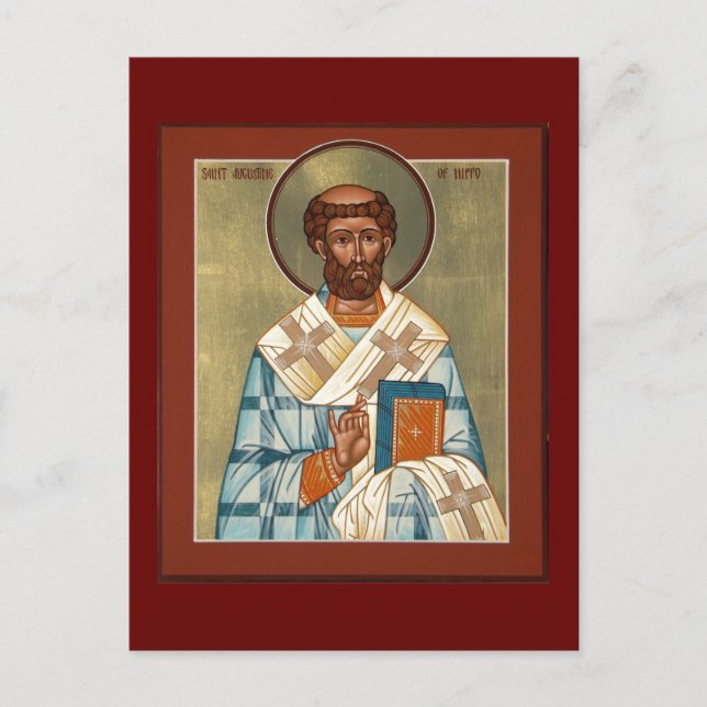 Sankt Augustine av Hippo Prayer Card Vykort (Framsida)