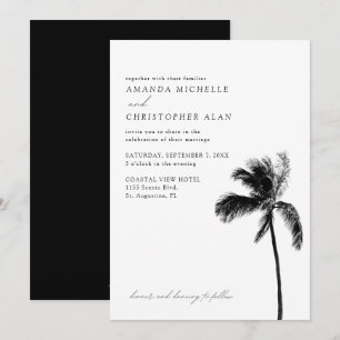 Sankt Augustine Bröllop Florida Black & White Simp Inbjudningar