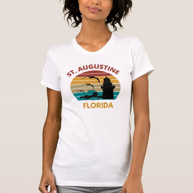 Sankt Augustine Florida Retro Sunset Design T Shirt (Framsida)