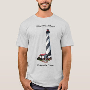 Sankt Augustine Lighthouse-skjorta, svart bokstäve T Shirt