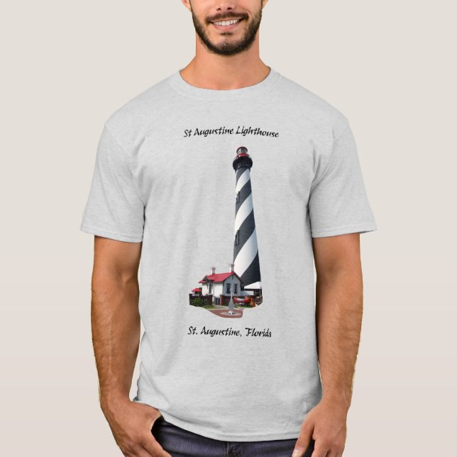 Sankt Augustine Lighthouse-skjorta, svart bokstäve T Shirt (Framsida)