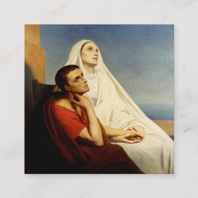 Sankt Augustinus och Sankt Monica Fyrkantigt Visitkort (Framsida)