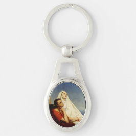 Sankt Augustinus och Sankt Monica Ovalt Silverfärgad Nyckelring