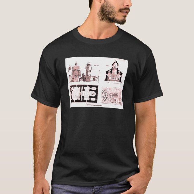 Sankt Bartolomeus klostergolv och korsplan T Shirt (Framsida)