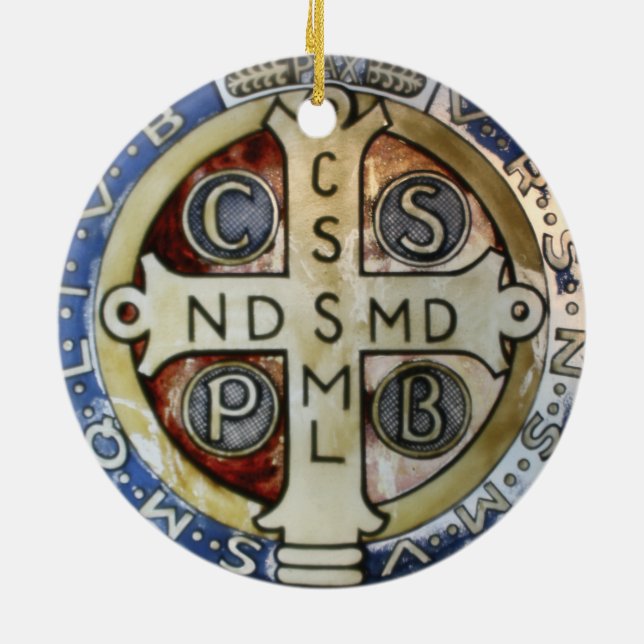 Sankt Benedict Medal julprydnad Julgransprydnad Keramik (Baksidan)