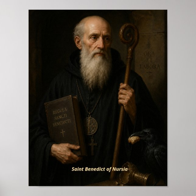 Sankt Benedikt av Nursia konsttryck Poster (Framsidan)