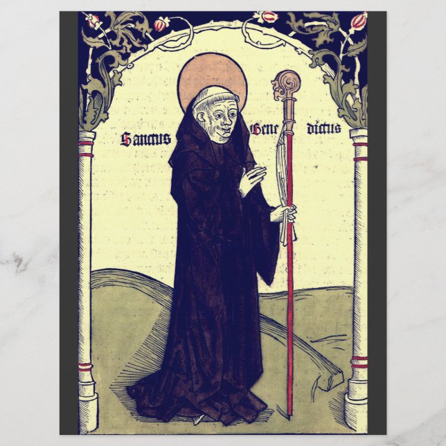 Sankt Benedikt av Nursia Monasticismens fader Reklamblad (Framsidan)