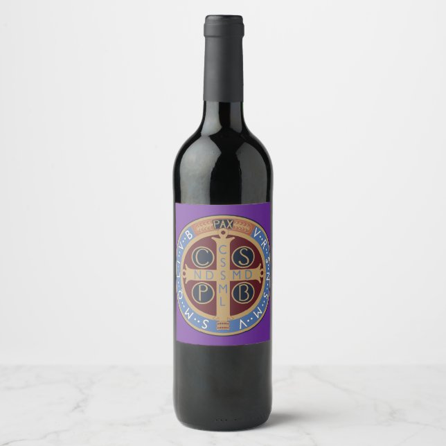 Sankt Benedikts medalj Vinflaska Etikett (Framsida)