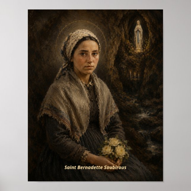 Sankt Bernadette Soubirous konsttryck Poster (Framsidan)