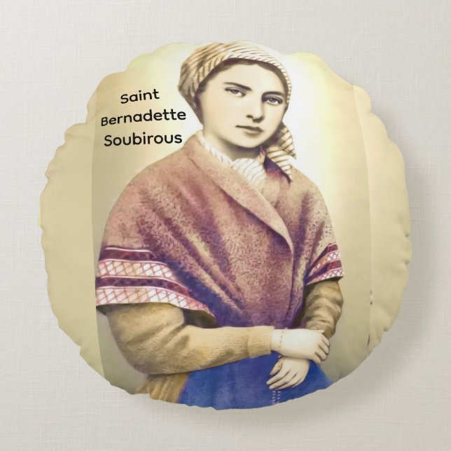 Sankt Bernadette Soubirous Rund Kudde (Framsidan)