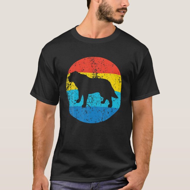 Sankt Bernard Hund aveln Silhouette Retro 1970's C T Shirt (Framsida)
