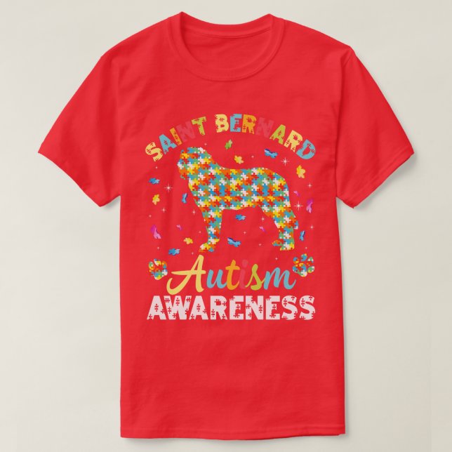 Sankt Bernard Hund för autismens medvetenhet Månda T Shirt (Design framsida)