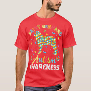 Sankt Bernard Hund för autismens medvetenhet Månda T Shirt