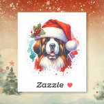 Sankt Bernard i jultomten Klistermärken<br><div class="desc">Om du vill ha en söt juldekalk,  så är du här! Cute Vattencolor stil ai art St Bernard i Santa Hat.</div>