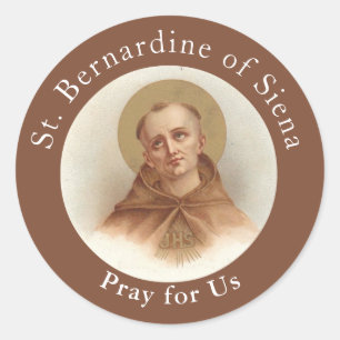 Sankt Bernardine från Siena, katolsk präst Runt Klistermärke