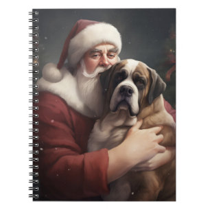 Sankt Bernhard med Santa Claus Festive jul Anteckningsbok