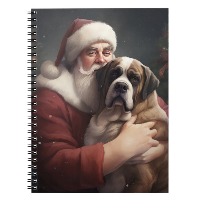 Sankt Bernhard med Santa Claus Festive jul Anteckningsbok (Framsidan)
