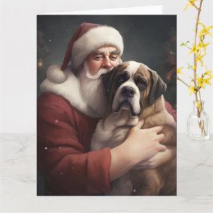 Sankt Bernhard med Santa Claus Festive jul Kort