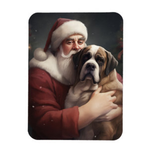 Sankt Bernhard med Santa Claus Festlig jul Magnet