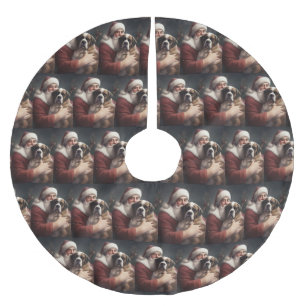 Sankt Bernhard med tomte festliga jul Julgransmatta Borstad Polyester