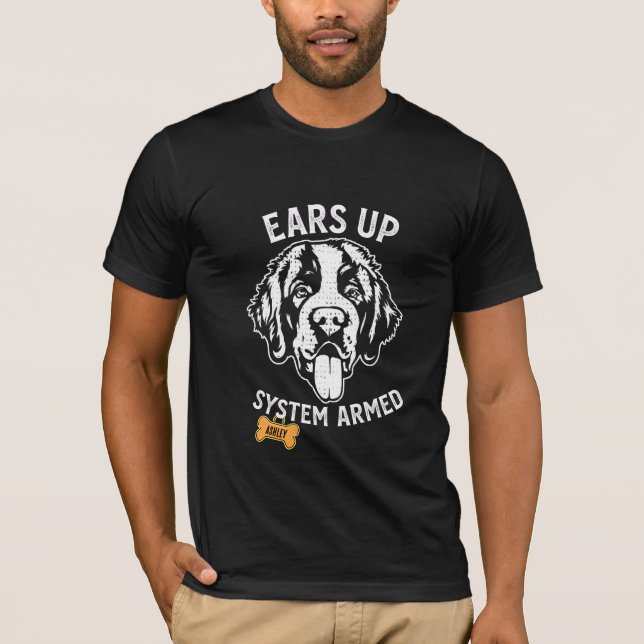Sankt Bernhard Stor hund Beväpnad T Shirt (Framsida)