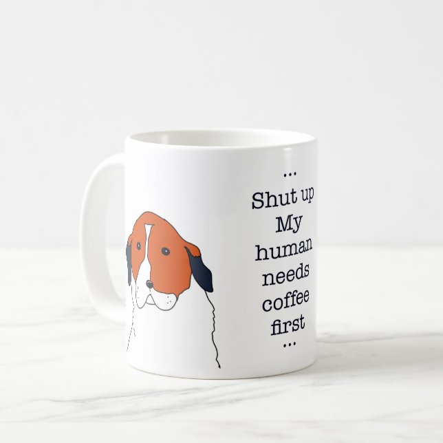 Sankt Bernhardshund Kaffe Humor Söt Design Kaffemugg (Framsida vänster)