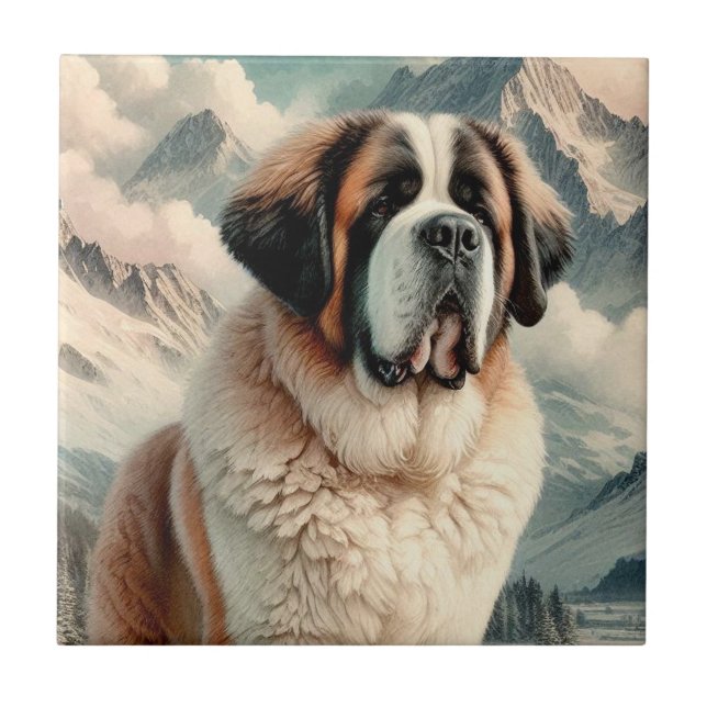 Sankt Bernhardshund Kakelplatta (Framsidan)