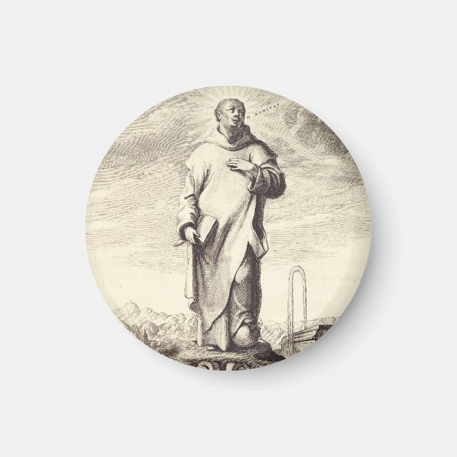 Sankt Bruno av Köln Antik Gravyr Stil Konst Magnet (Framsidan)