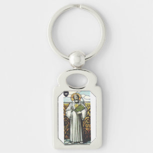Sankt Columbanus irländsk missionär Rektangulärt Silverfärgad Nyckelring