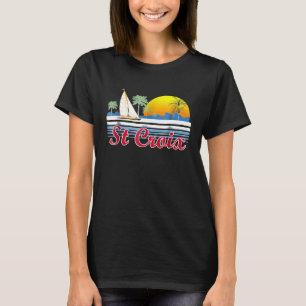 Sankt Croix 80s Retro Tropical Sailing Gift T Shirt