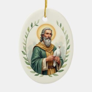 Sankt David av Wales Guds fred med skrift Julgransprydnad Keramik
