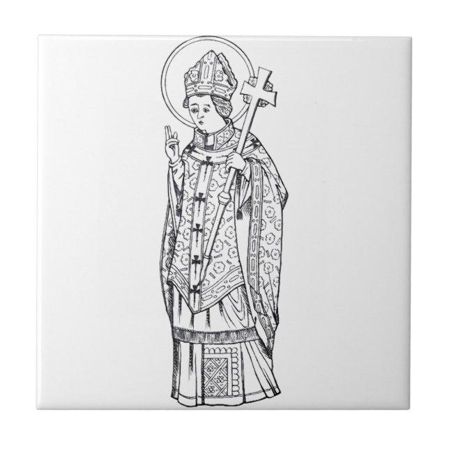 Sankt Deiniol abbot och biskop Kakelplatta (Framsidan)
